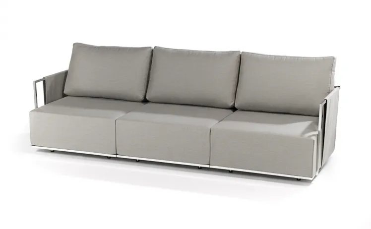 Gartenbank FISCHER Suite Lounge 3er Sofa canvas Edelstahl poliert